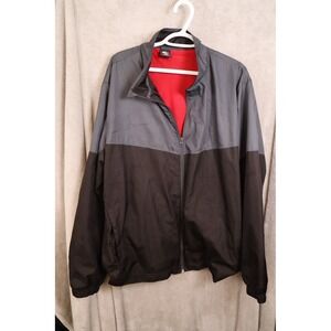 Starter Mens 2XL Full Zip Jacket Color Block Gray Black Windbreaker